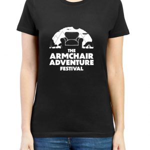 Armchair Adventure Festival Black Ladies Tee Design 2